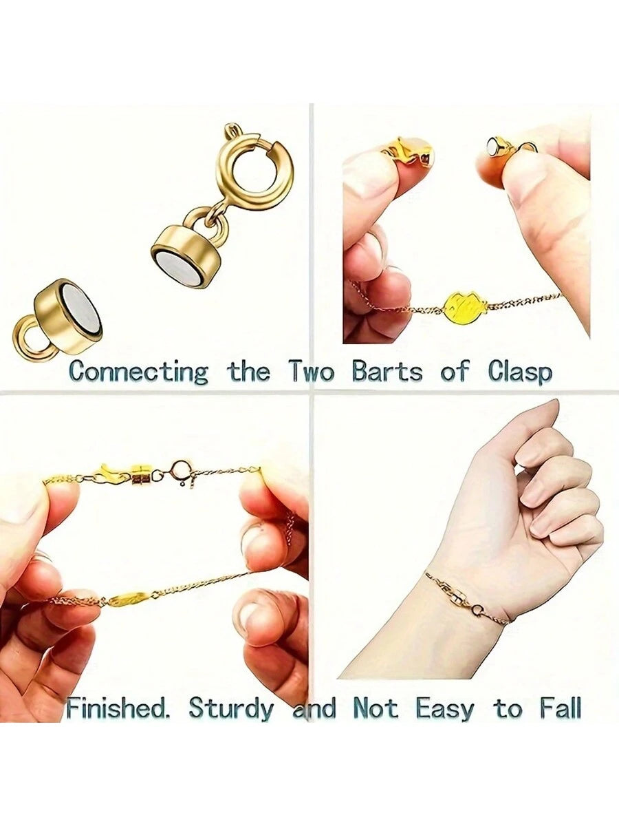 12pcs/6pcs/10pcs Mixed Magnetic Clasps Closures, Converters Jewelry Clasps For Golden Silver Plated Jewelry Making Clasps