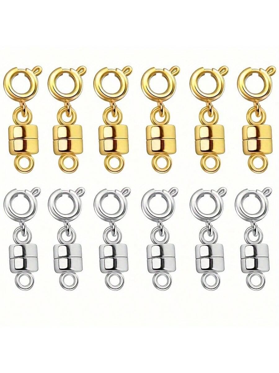 12pcs/6pcs/10pcs Mixed Magnetic Clasps Closures, Converters Jewelry Clasps For Golden Silver Plated Jewelry Making Clasps