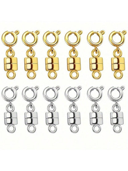 12pcs/6pcs/10pcs Mixed Magnetic Clasps Closures, Converters Jewelry Clasps For Golden Silver Plated Jewelry Making Clasps
