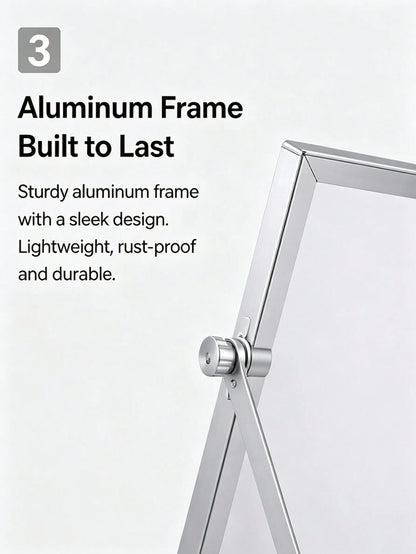 12pcs Aluminum Alloy Frame Desktop Whiteboard Set (Includes 4 Whiteboard Markers + 6 Magnetic Clips + 1 Eraser, Whiteboard Marker Colors Random)- Double-Sided Memo Board With Stand, Suitable For Offi