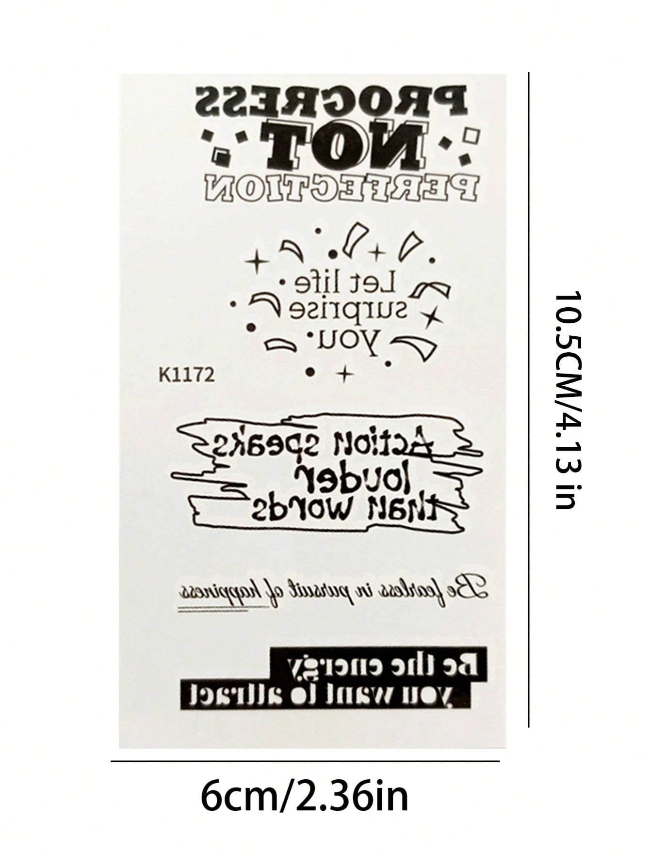 12pcs Inspirational Quotes Temporary Tattoo Stickers, Waterproof Long-Lasting Black Text Fake Tattoo Decals, Unisex Motivational Letter Body Art Stickers, Suitable For Back To School, Holiday Parties