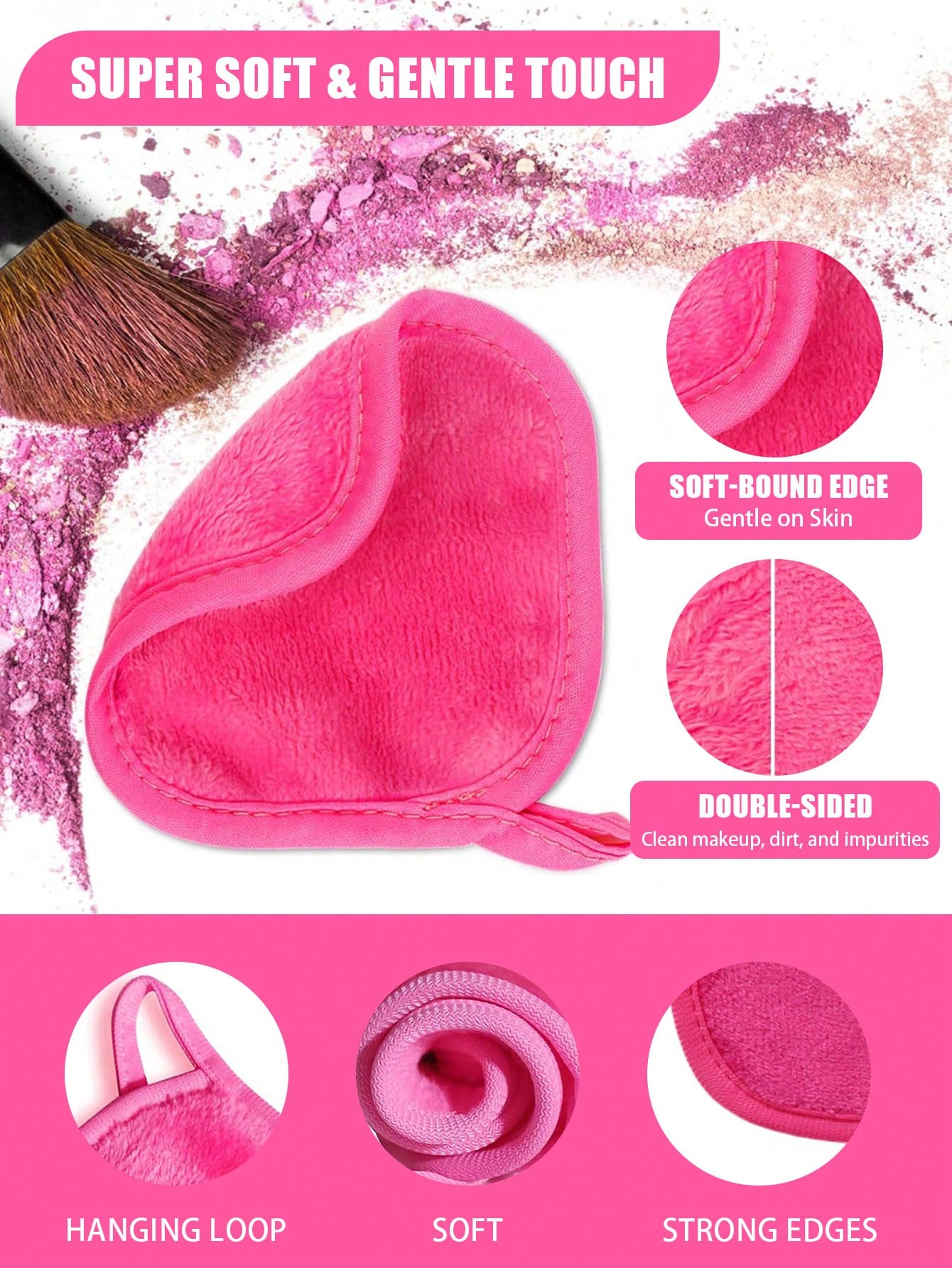 12pcs Makeup Remover Pads, Edged Design, Reusable, Soft & Moisturizing Cleansing Wipes, 6/3/1 Pc Set
