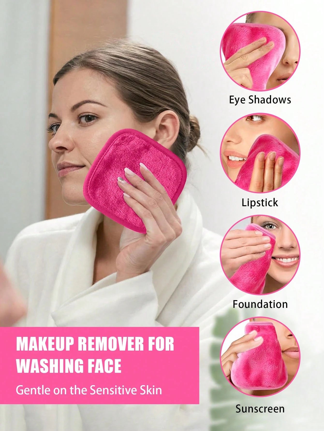 12pcs Makeup Remover Pads, Edged Design, Reusable, Soft & Moisturizing Cleansing Wipes, 6/3/1 Pc Set