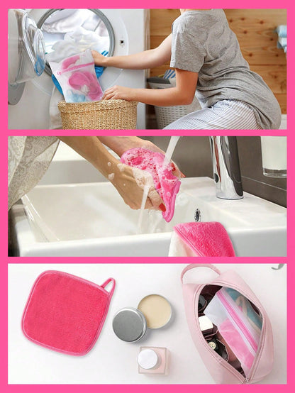12pcs Makeup Remover Pads, Edged Design, Reusable, Soft & Moisturizing Cleansing Wipes, 6/3/1 Pc Set