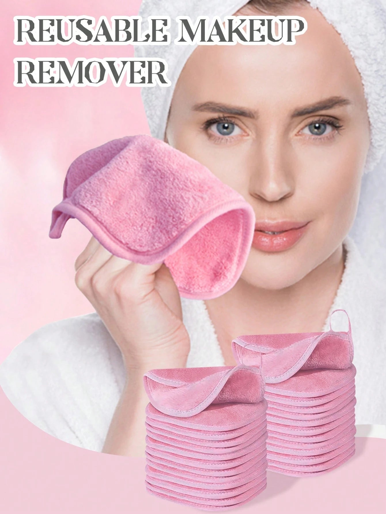 12pcs Makeup Remover Pads, Edged Design, Reusable, Soft & Moisturizing Cleansing Wipes, 6/3/1 Pc Set