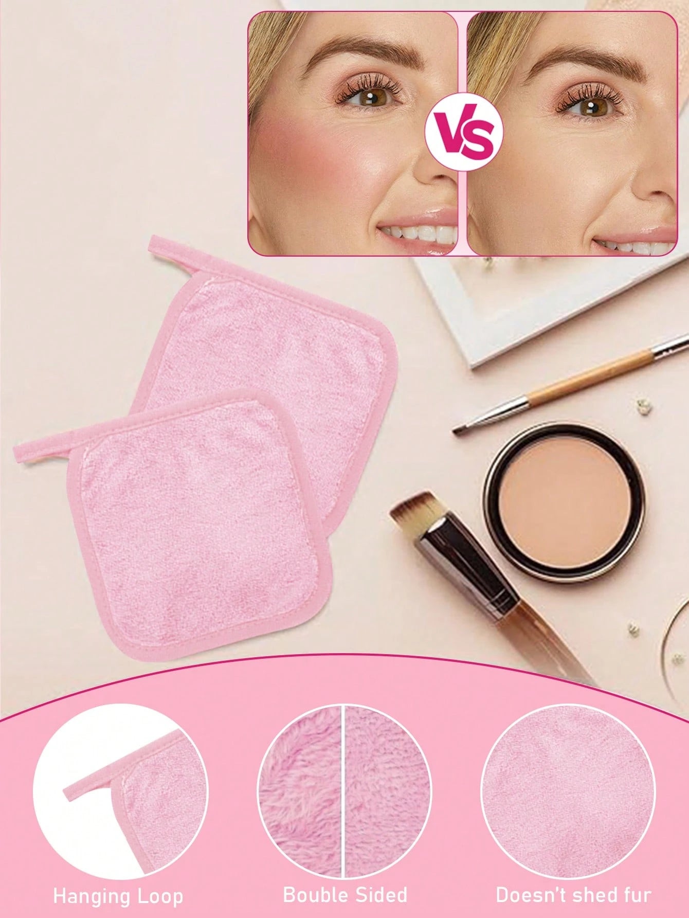12pcs Makeup Remover Pads, Edged Design, Reusable, Soft & Moisturizing Cleansing Wipes, 6/3/1 Pc Set