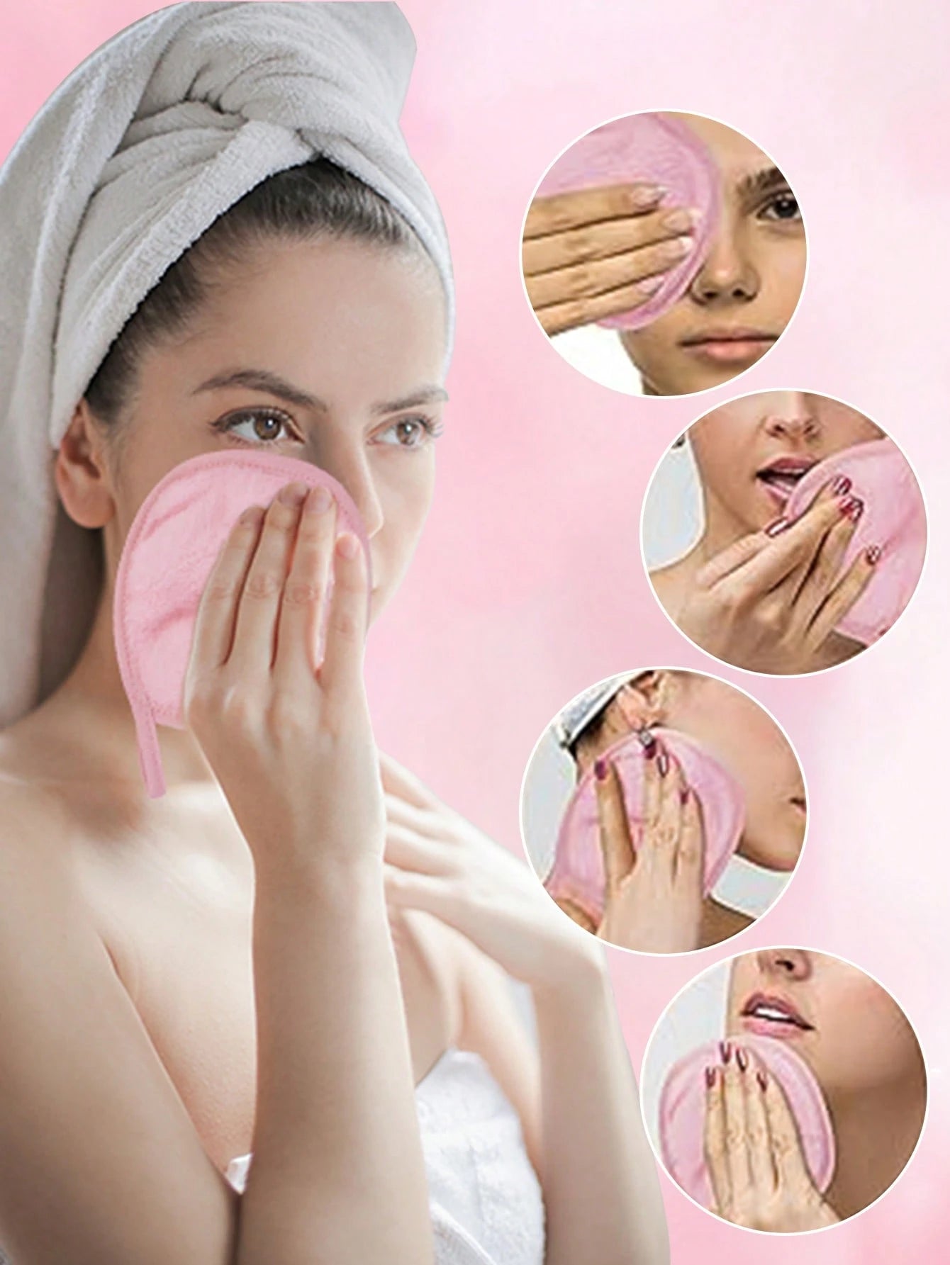 12pcs Makeup Remover Pads, Edged Design, Reusable, Soft & Moisturizing Cleansing Wipes, 6/3/1 Pc Set