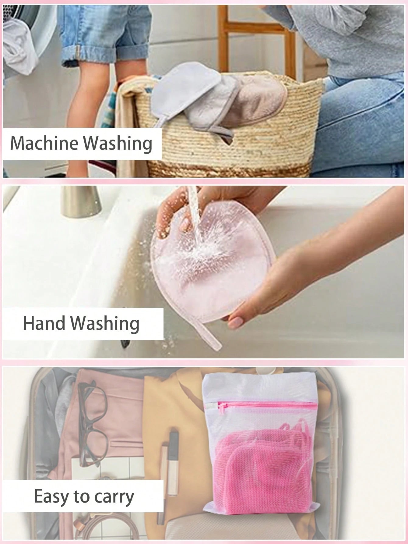 12pcs Makeup Remover Pads, Edged Design, Reusable, Soft & Moisturizing Cleansing Wipes, 6/3/1 Pc Set