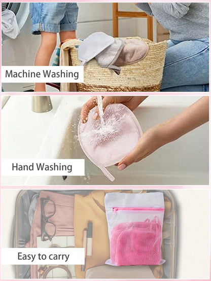 12pcs Makeup Remover Pads, Edged Design, Reusable, Soft & Moisturizing Cleansing Wipes, 6/3/1 Pc Set