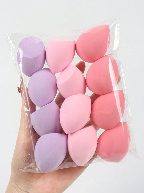 12pcs Medium Makeup Sponge Puff, Mixed Beauty Makeup Sponge For Liquid, Cream, Powder, Multi Color Cosmetics Sponge. Latex-Free, Dual-Use Wet Or Dry Foundation Blending Cream, Suitable For All Skin Ty