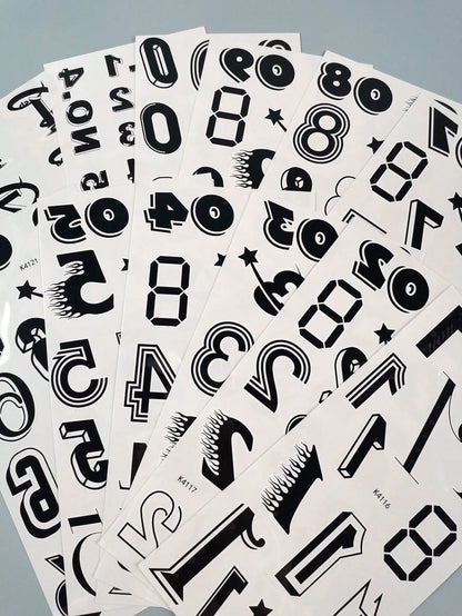 12pcs Y2K Chicano Digital Temporary Tattoo Stickers- Back To School Gift Set, Waterproof Sports Style 0-9 Number Stickers, Suitable For School Sports Events, Competitions, Parties And Activities