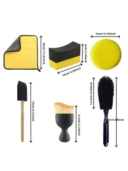 15pcs Car Detailing Brush, Microfiber Cloths, Polishing Sponges- Automotive Cleaning Tool Set