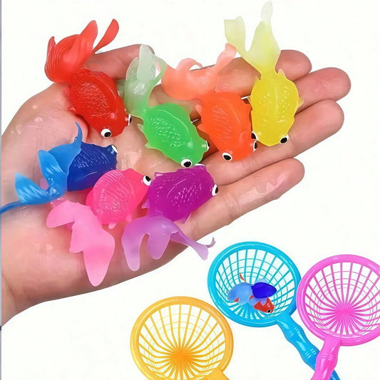 15pcs Floating Simulated Soft Rubber Goldfish Toys, For Indoor And Outdoor Water Games, Summer Party Decorations And Supplies, No Battery Required (Random Color)