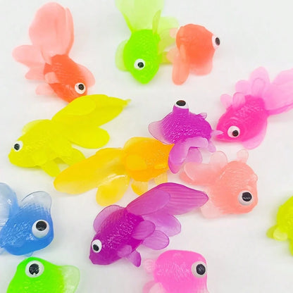 15pcs Floating Simulated Soft Rubber Goldfish Toys, For Indoor And Outdoor Water Games, Summer Party Decorations And Supplies, No Battery Required (Random Color)