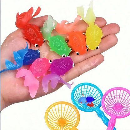 15pcs Floating Simulated Soft Rubber Goldfish Toys, For Indoor And Outdoor Water Games, Summer Party Decorations And Supplies, No Battery Required (Random Color)