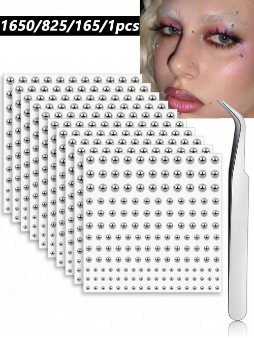 1650/825/165/1pc 3-6mm Silver Plated Acrylic Fake Nose Ring Ear Stud Sticker Fake Eyebrow Lip Ring Non-Pierced Body Jewelry Face Sticker