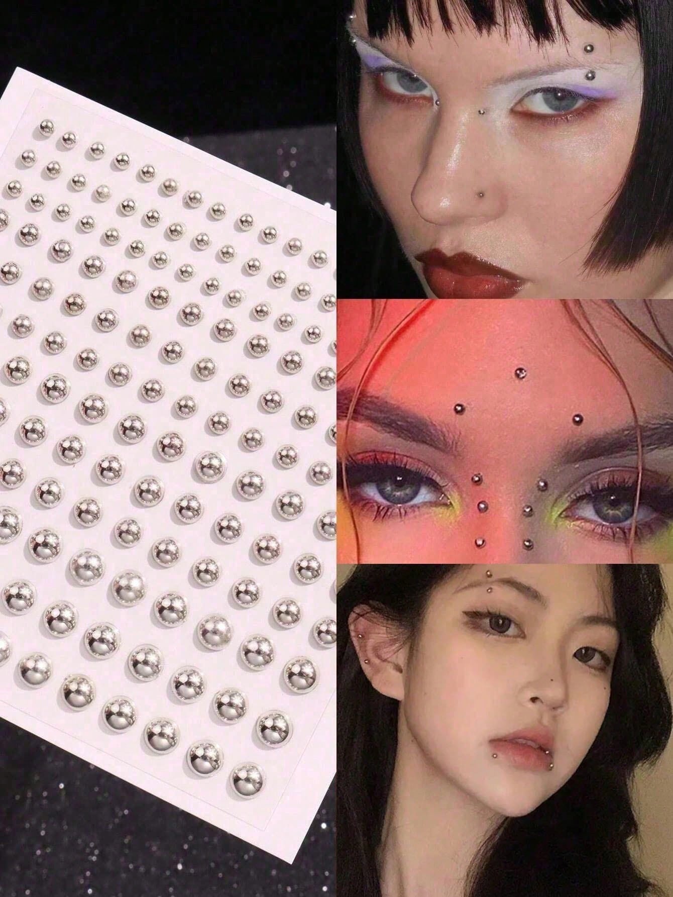 1650/825/165/1pc 3-6mm Silver Plated Acrylic Fake Nose Ring Ear Stud Sticker Fake Eyebrow Lip Ring Non-Pierced Body Jewelry Face Sticker
