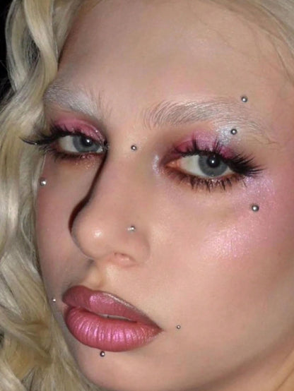 1650/825/165/1pc 3-6mm Silver Plated Acrylic Fake Nose Ring Ear Stud Sticker Fake Eyebrow Lip Ring Non-Pierced Body Jewelry Face Sticker