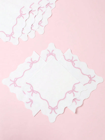 16pcs Pink Bow Tissue Paper, Pink Bow Themed Disposable Napkins, Cute Bow Tableware Decor Napkins For Birthday, Tea Party, Wedding, Baby Shower, Home Decor, Party Supplies, Wedding Supplies