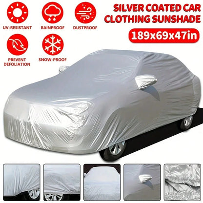 170T Silvery Coated Cloth Car Cover Sunshade,Sunscreen Heat Insulation,Scratch Resistant
