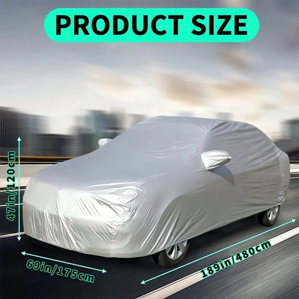 170T Silvery Coated Cloth Car Cover Sunshade,Sunscreen Heat Insulation,Scratch Resistant