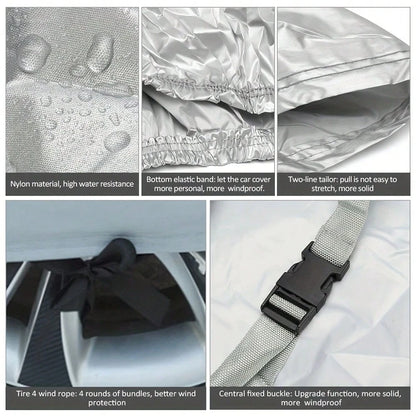 170T Silvery Coated Cloth Car Cover Sunshade,Sunscreen Heat Insulation,Scratch Resistant