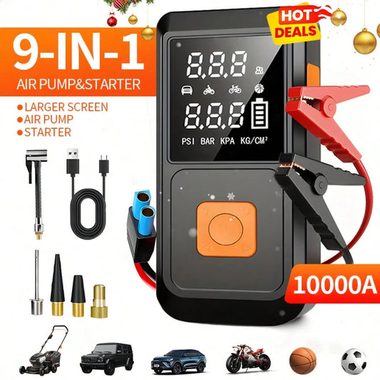 18000mhA Peak 150PSI Jump Starter With Air Compressor, 5 In 1 Function Jump Box Battery Pack, Digital Tire Inflator, Car Battery Charger, Fast Charging USB Output, LED Emergency Lighting, Portable For