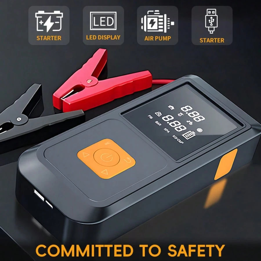 18000mhA Peak 150PSI Jump Starter With Air Compressor, 5 In 1 Function Jump Box Battery Pack, Digital Tire Inflator, Car Battery Charger, Fast Charging USB Output, LED Emergency Lighting, Portable For
