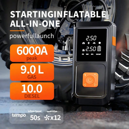 18000mhA Peak 150PSI Jump Starter With Air Compressor, 5 In 1 Function Jump Box Battery Pack, Digital Tire Inflator, Car Battery Charger, Fast Charging USB Output, LED Emergency Lighting, Portable For