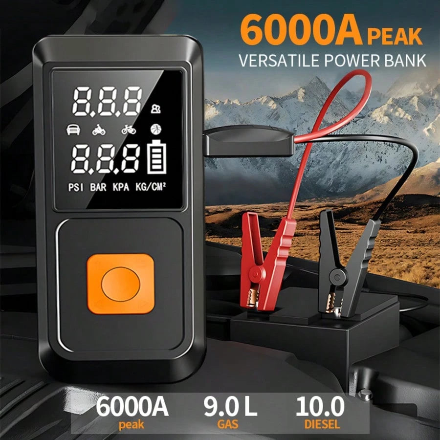 18000mhA Peak 150PSI Jump Starter With Air Compressor, 5 In 1 Function Jump Box Battery Pack, Digital Tire Inflator, Car Battery Charger, Fast Charging USB Output, LED Emergency Lighting, Portable For