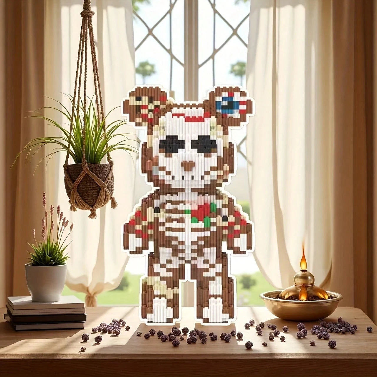 1820pcs Skull Bear Series Building Blocks, Skull Pattern Design, Creative DIY Puzzle Toy, Suitable For Bedroom Decoration And As A Gift, No Electricity Required, Desktop Decor, Couple Toy, Educational