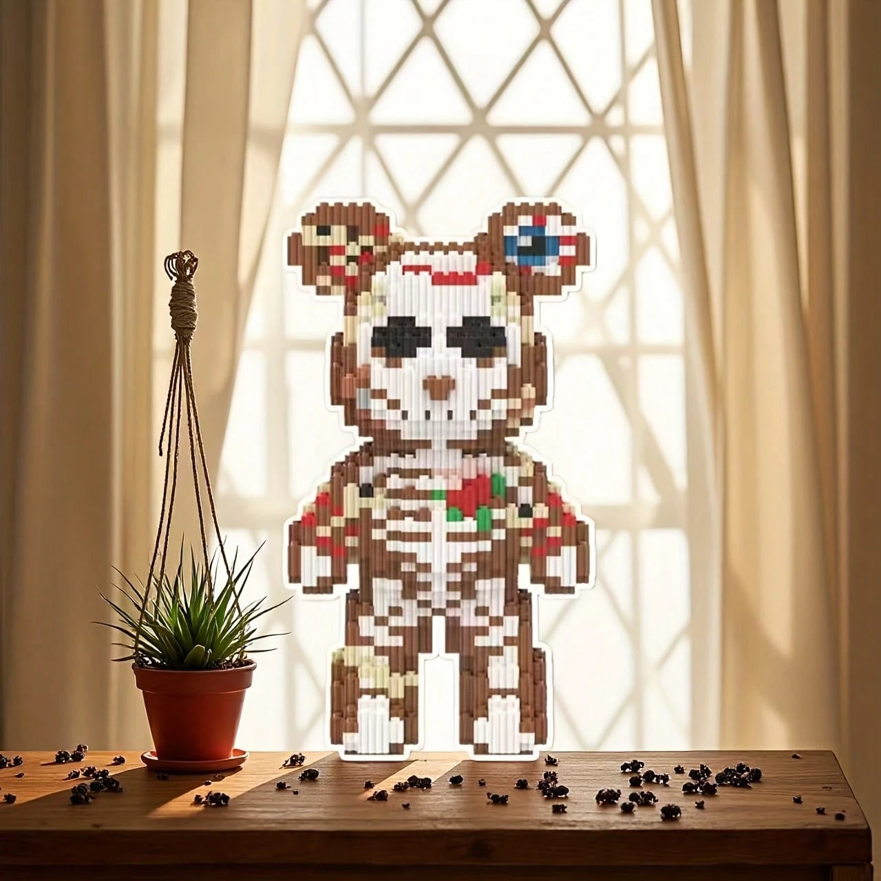 1820pcs Skull Bear Series Building Blocks, Skull Pattern Design, Creative DIY Puzzle Toy, Suitable For Bedroom Decoration And As A Gift, No Electricity Required, Desktop Decor, Couple Toy, Educational