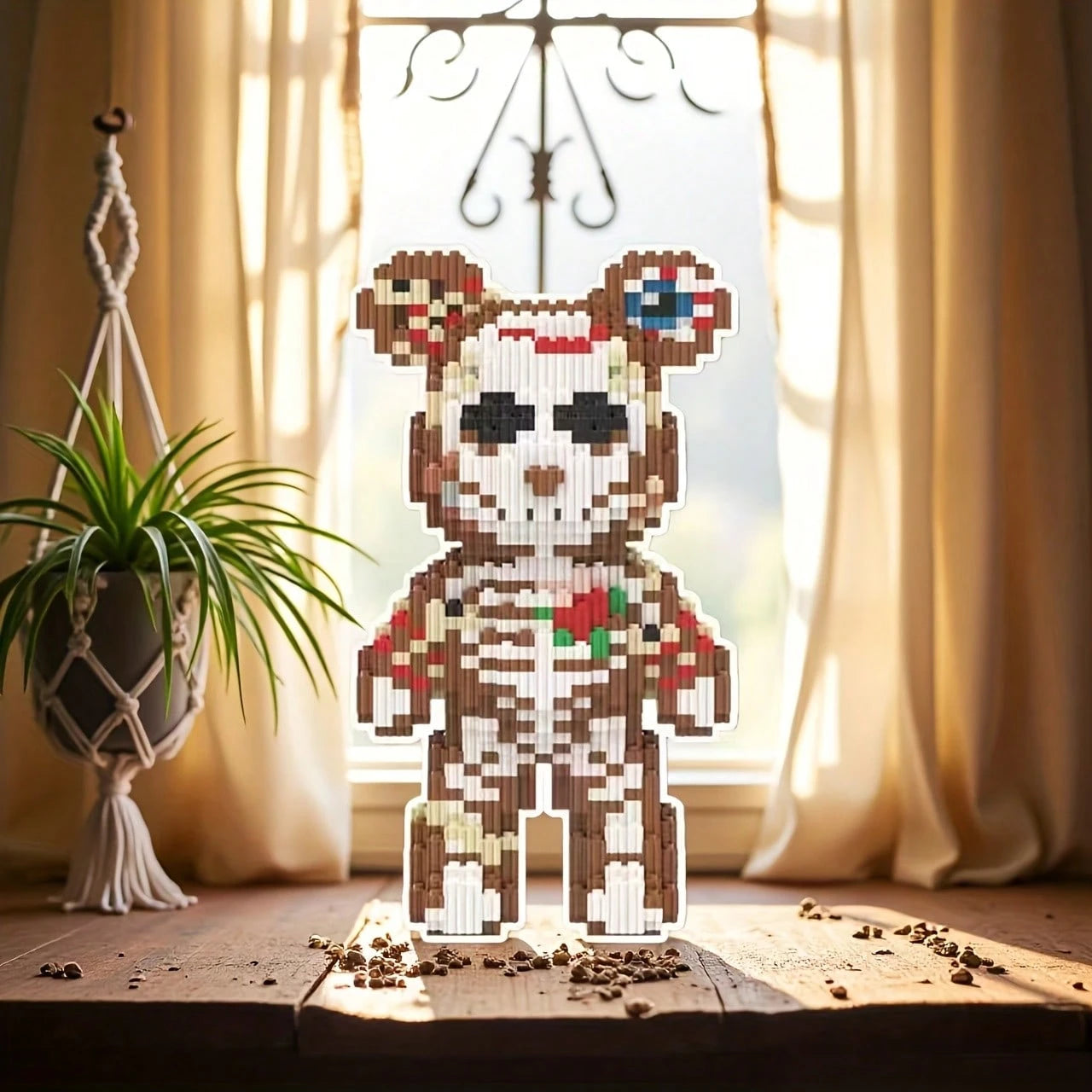 1820pcs Skull Bear Series Building Blocks, Skull Pattern Design, Creative DIY Puzzle Toy, Suitable For Bedroom Decoration And As A Gift, No Electricity Required, Desktop Decor, Couple Toy, Educational