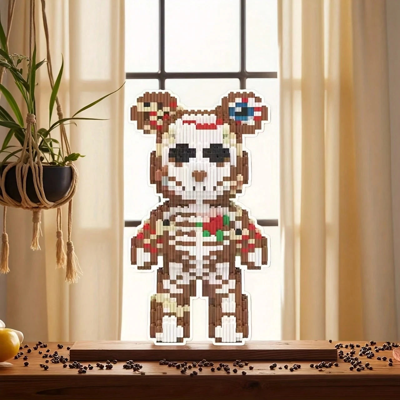 1820pcs Skull Bear Series Building Blocks, Skull Pattern Design, Creative DIY Puzzle Toy, Suitable For Bedroom Decoration And As A Gift, No Electricity Required, Desktop Decor, Couple Toy, Educational