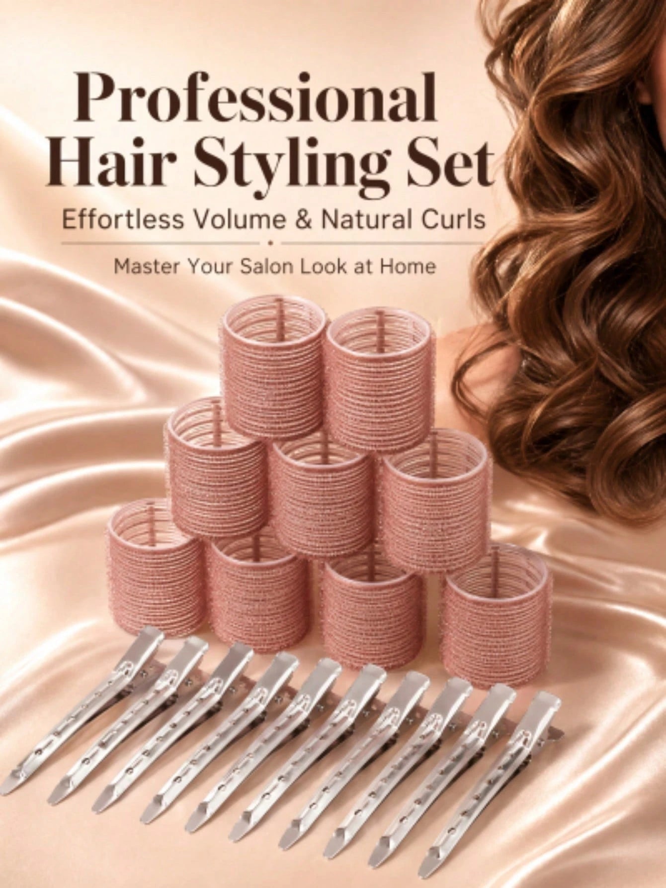 18pcs/Set Self-Adhesive Hair Curlers Set, Heatless Hair Rollers, Salon Hair Styling Tools, Sticky Hair Styling Accessories, Travel Essential, Affordable Hair Curling Tools