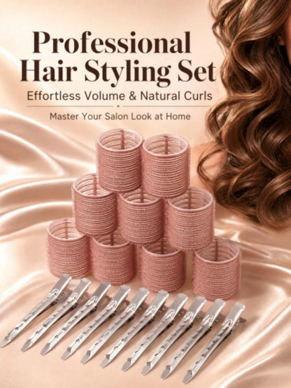 18pcs/Set Self-Adhesive Hair Curlers Set, Heatless Hair Rollers, Salon Hair Styling Tools, Sticky Hair Styling Accessories, Travel Essential, Affordable Hair Curling Tools