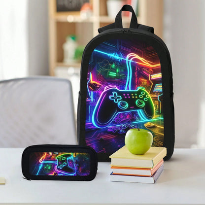 1k+Sold Back To School Essential Student Backpack (Game Console Controller) Men's Fashion Backpack + Insulated Lunch Bag + Pencil Case 3-Piece Set, Minimalist Men's Lightweight Backpack, Outdoor Trave