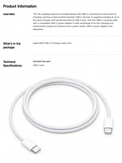 1m Apple Original USB-C Braided Charging Cable