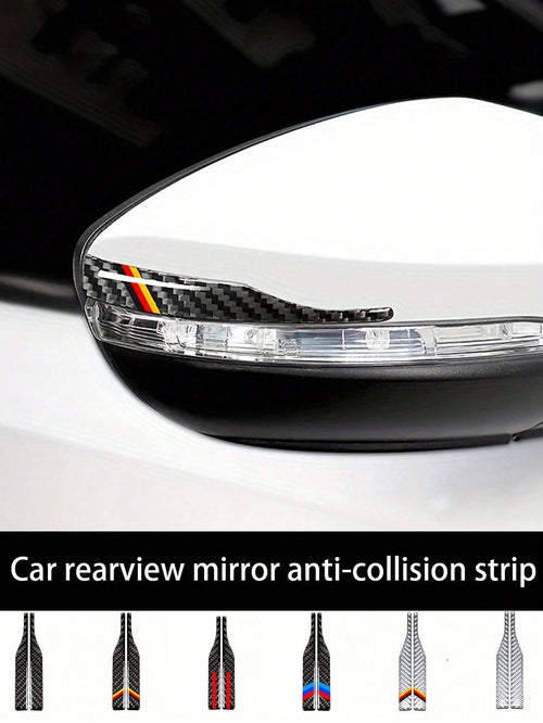 1Pair Carbon Fiber Rearview Mirror Edge Guards- Anti-Collision Waterproof Vinyl Stickers, Exterior Auto Accessory
