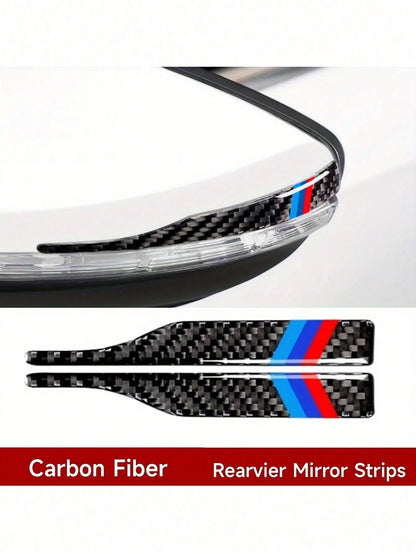 1Pair Carbon Fiber Rearview Mirror Edge Guards- Anti-Collision Waterproof Vinyl Stickers, Exterior Auto Accessory