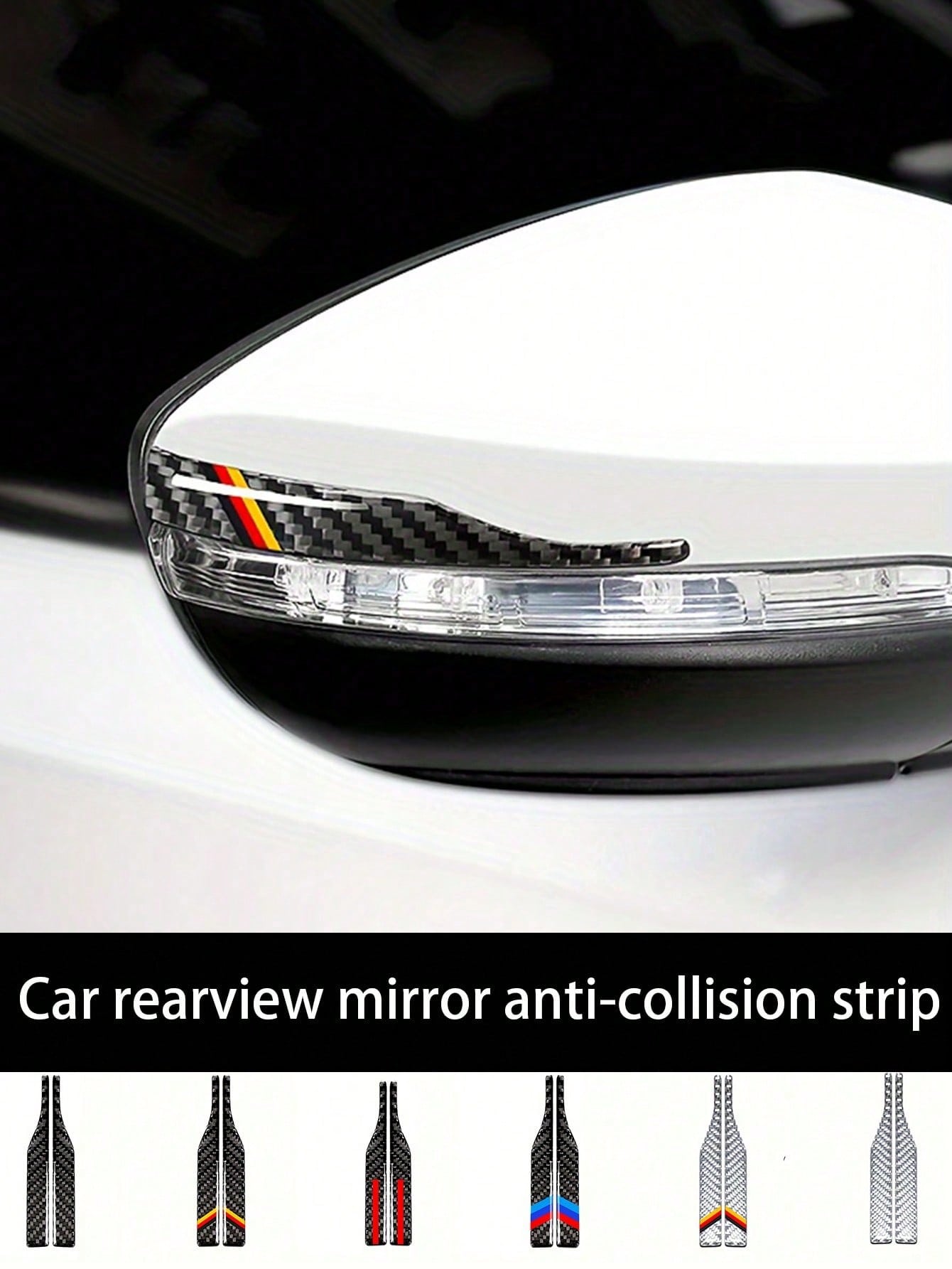 1Pair Carbon Fiber Rearview Mirror Edge Guards- Anti-Collision Waterproof Vinyl Stickers, Exterior Auto Accessory