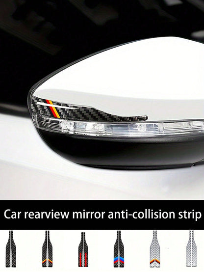 1Pair Carbon Fiber Rearview Mirror Edge Guards- Anti-Collision Waterproof Vinyl Stickers, Exterior Auto Accessory