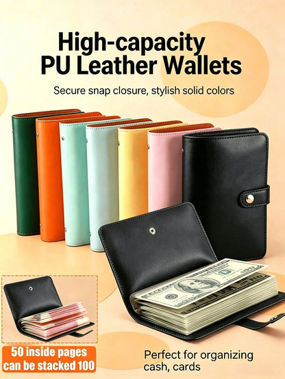 1pc 100-Pocket Loose-Leaf Envelope, Money-Saving Binder, Portable Black Wallet, 100-Day Back To School Savings Plan, Summer Special, Halloween Gift