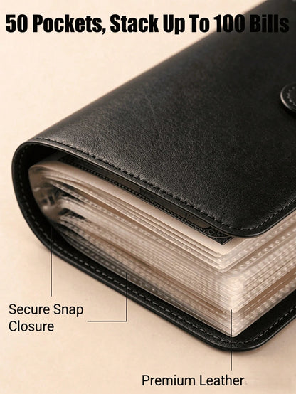 1pc 100-Pocket Loose-Leaf Envelope, Money-Saving Binder, Portable Black Wallet, 100-Day Back To School Savings Plan, Summer Special, Halloween Gift