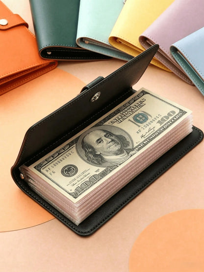 1pc 100-Pocket Loose-Leaf Envelope, Money-Saving Binder, Portable Black Wallet, 100-Day Back To School Savings Plan, Summer Special, Halloween Gift