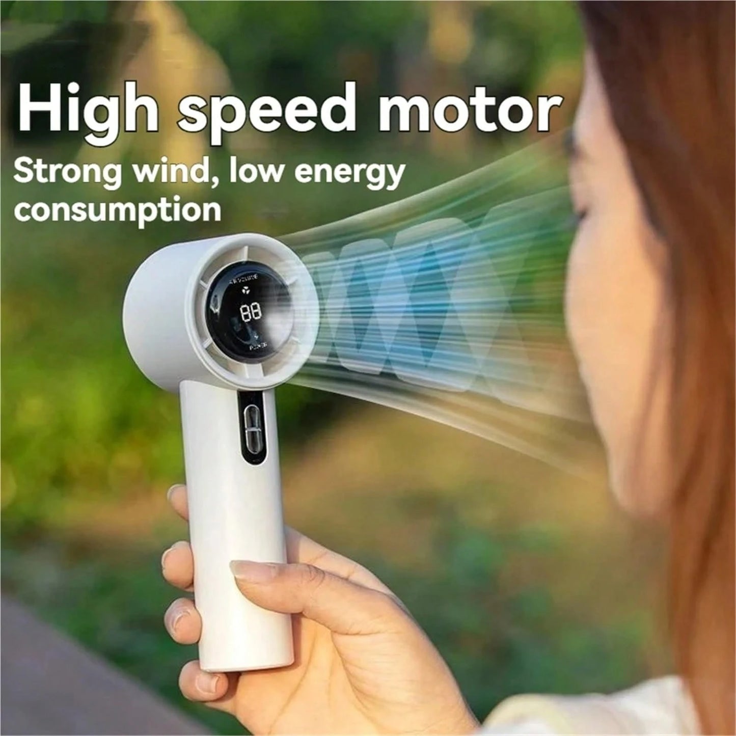 1pc 100 Speeds Portable Turbo Handheld Fan, Mini Rechargeable Personal Cooling Fan, USB-C Pocket Fan For Summer Outdoor Camping Travel Office