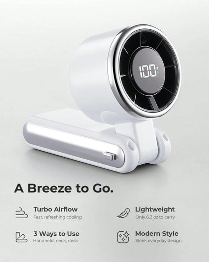 1pc 100 Speeds Portable Turbo Handheld Fan, Mini Rechargeable Personal Cooling Fan, USB-C Pocket Fan For Summer Outdoor Camping Travel Office