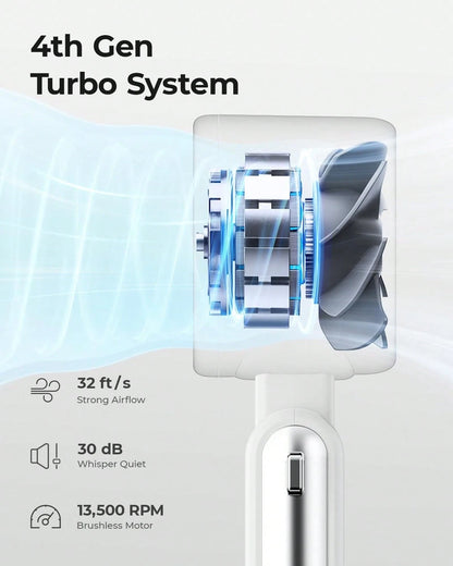 1pc 100 Speeds Portable Turbo Handheld Fan, Mini Rechargeable Personal Cooling Fan, USB-C Pocket Fan For Summer Outdoor Camping Travel Office