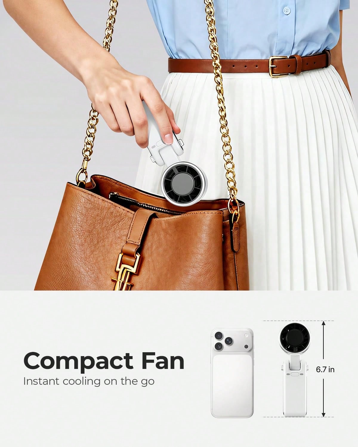 1pc 100 Speeds Portable Turbo Handheld Fan, Mini Rechargeable Personal Cooling Fan, USB-C Pocket Fan For Summer Outdoor Camping Travel Office