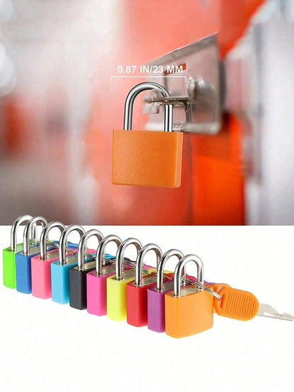 1pc/10pcs Mini Colorful Padlocks With Keys, Zinc Alloy Body And Plastic Shell, Suitable For Luggage, Backpacks, Gym Lockers, Travel Bags, Classrooms, And Other Storage Purposes